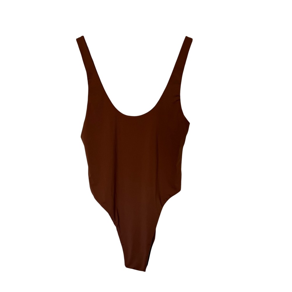Unbranded One Piece Swimsuit Women Brown Excellent High Cut‎ Scoop Neck